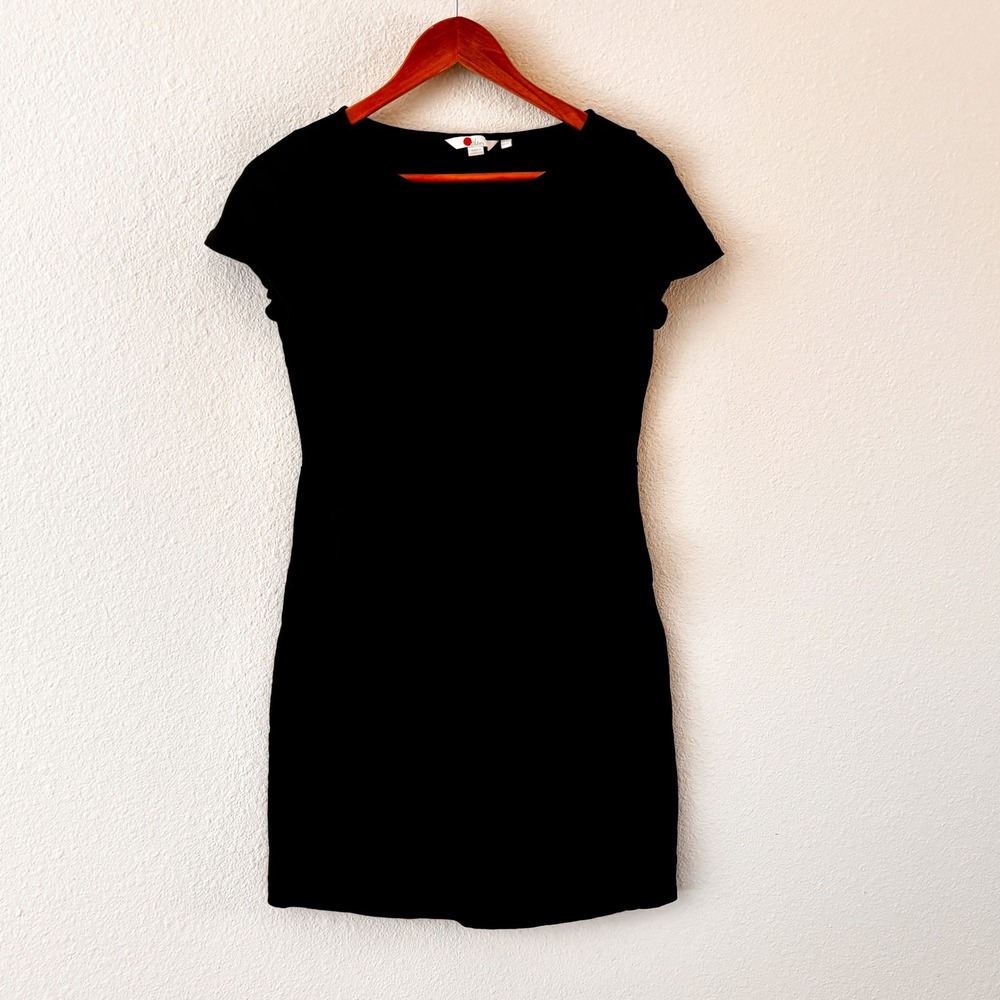 Boden Womens Black Jersey T Shirt Dress Size 8P Short Sleeve Pockets Classic